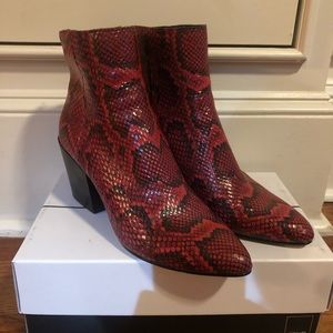 Size 7, Dolce Vita, Red Snake Skin Booties ❤️🐍